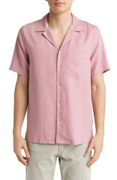Ted Baker London Wesland Short Sleeve Button-Up Camp Shirt 4 / Large Pink