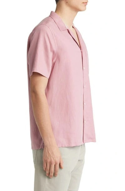 Ted Baker London Wesland Short Sleeve Button-Up Camp Shirt 4 / Large Pink