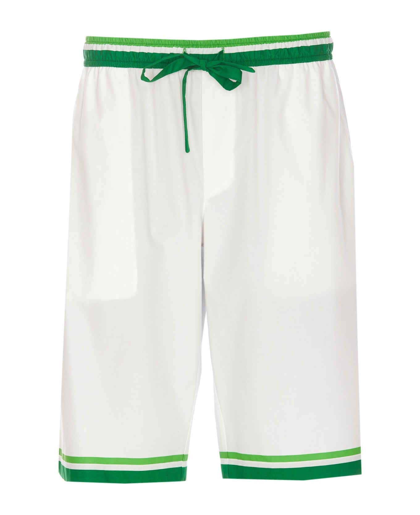 Dolce & Gabbana Mens Maiolica Print Popeline Jogging Shorts EU 46 US Small White