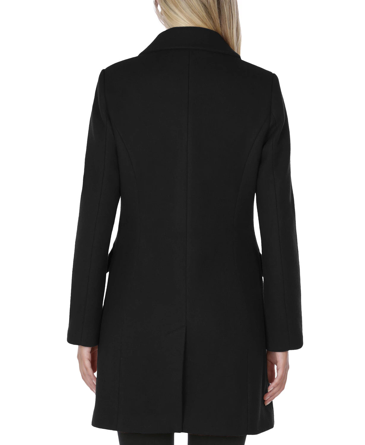 Laundry by Shelli Segal Women's Single-Breasted Button Walker Coat Small Black