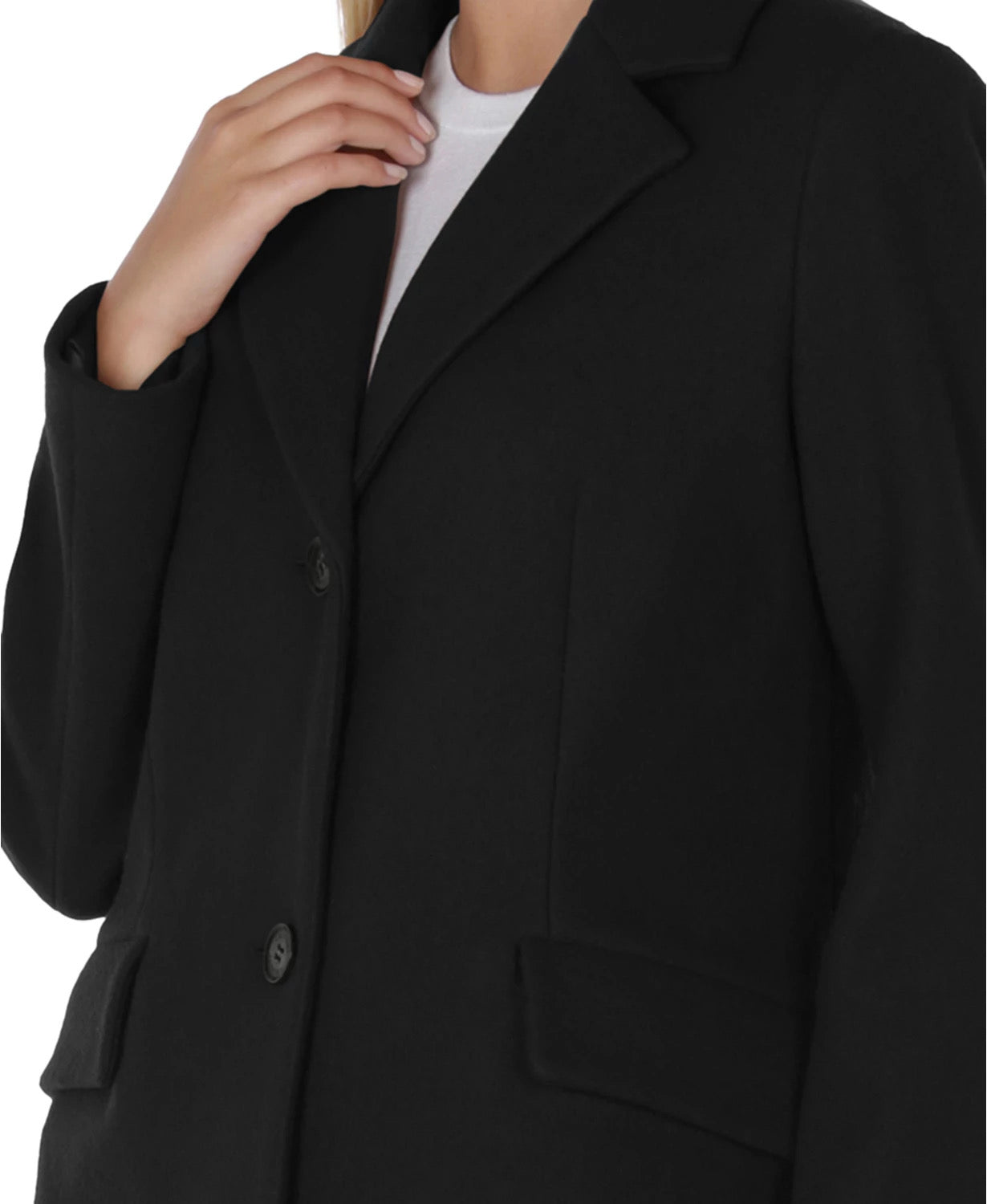 Laundry by Shelli Segal Women's Single-Breasted Button Walker Coat Small Black