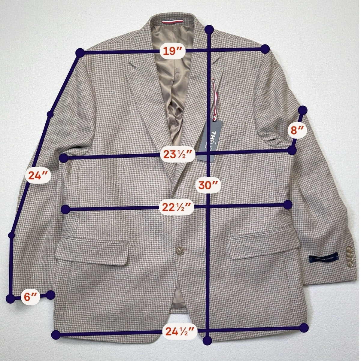 Tommy Hilfiger Mens Modern fit Wool Sport Coat Blazer 44 S Brown Check