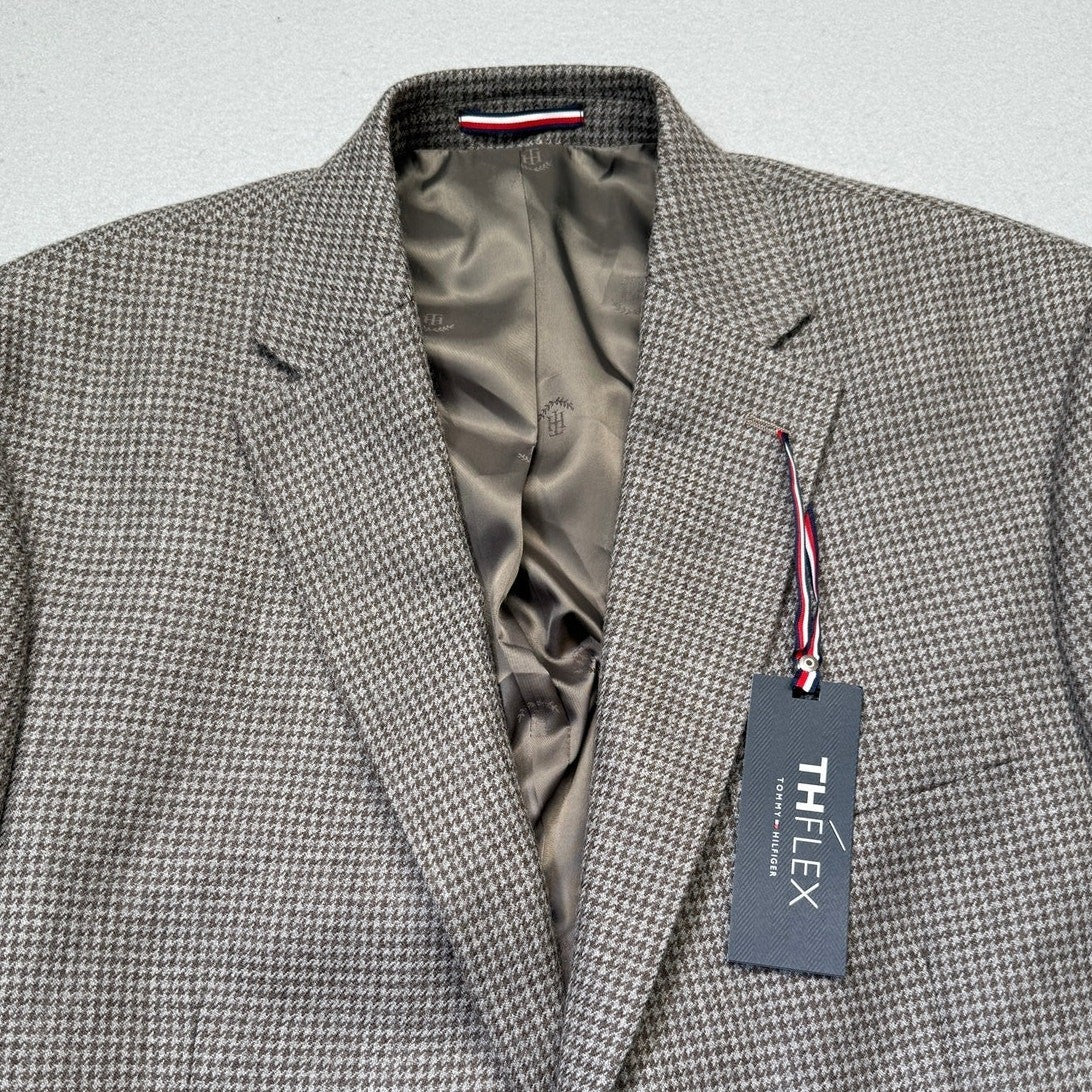 Tommy Hilfiger Mens Modern fit Wool Sport Coat Blazer 44 S Brown Check