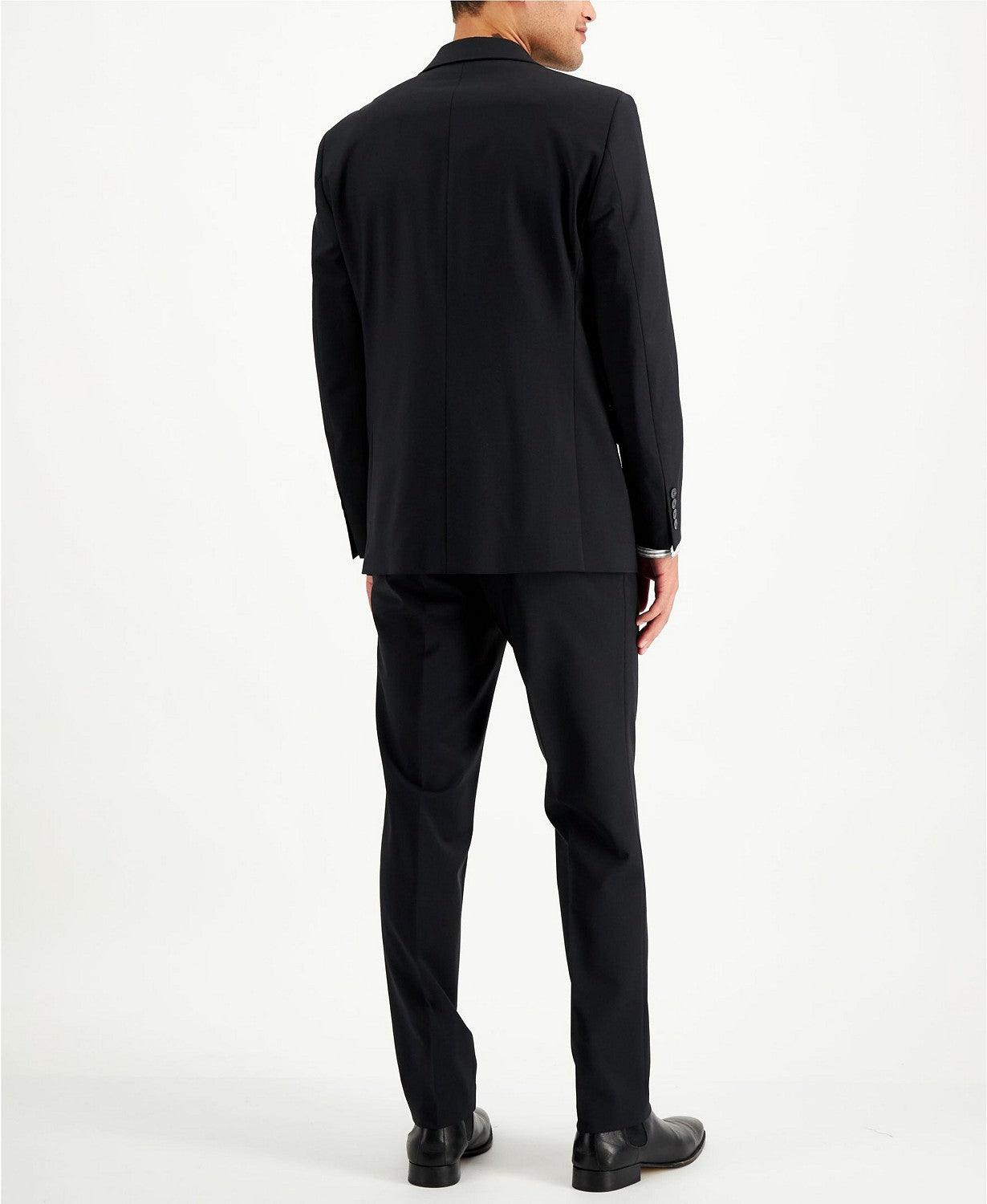 Calvin Klein Men's Slim Fit 2-Piece Wool Suit 42S / 35 x 30 Black