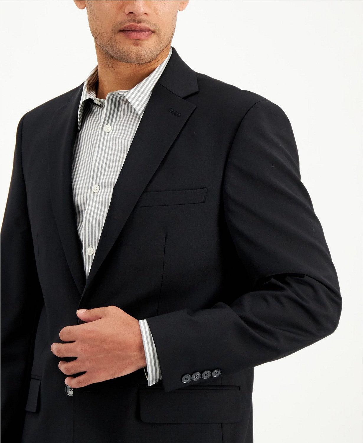 Calvin Klein Men's Slim Fit 2-Piece Wool Suit 42S / 35 x 30 Black