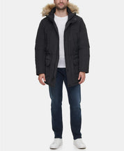 Calvin Klein Mens Regular fit Parka Snorkel Coat Medium Black Fur Trim Hood