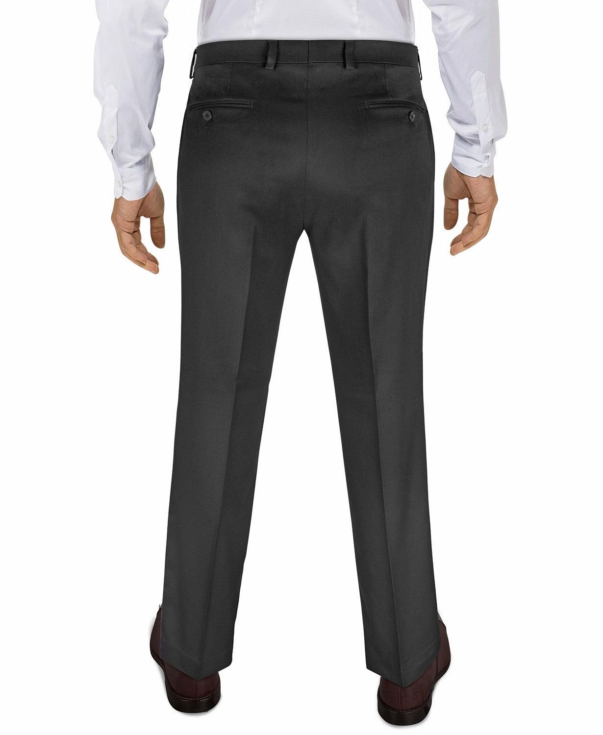 Van Heusen Mens Slim fit 2 Piece Suit 46 L  / 39 Waist Black Herringbone Stretch
