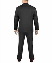Van Heusen Mens Slim fit 2 Piece Suit 46 L  / 39 Waist Black Herringbone Stretch