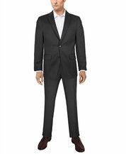 Van Heusen Mens Slim fit 2 Piece Suit 46 L  / 39 Waist Black Herringbone Stretch