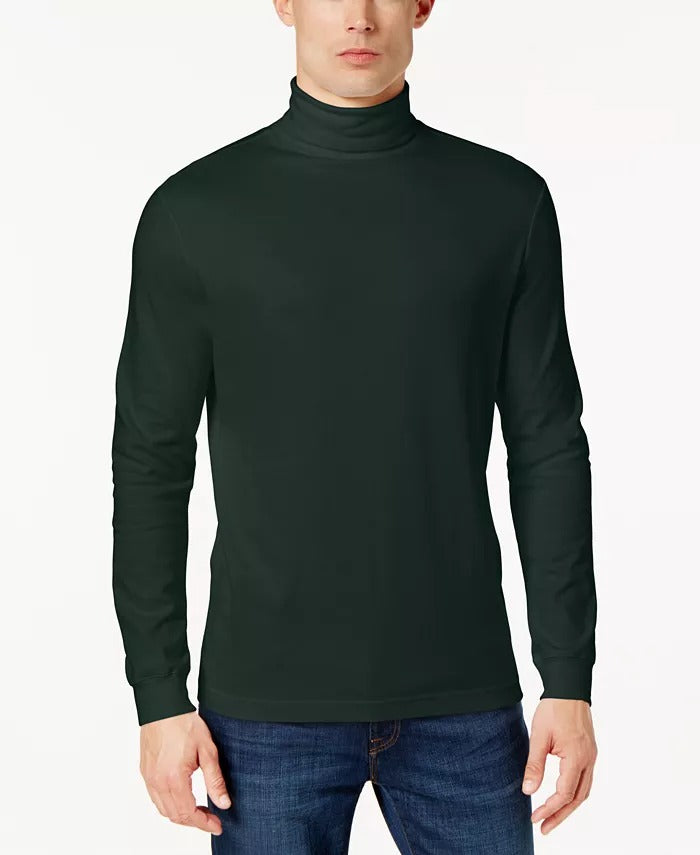 Club Room Men's Solid Turtleneck Shirt  Dark Green  Small