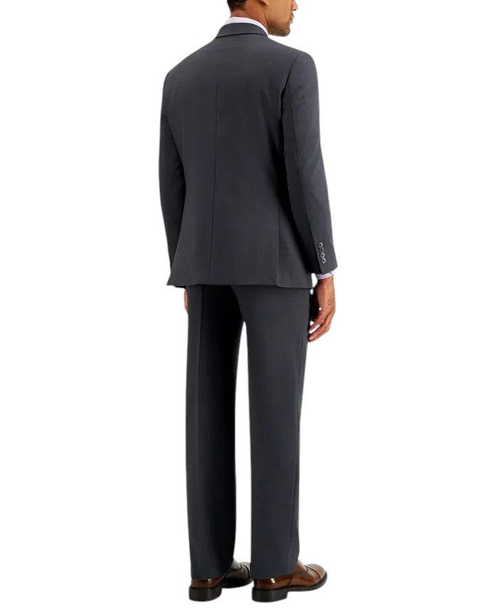 Nautica Mens Modern fit 2 Piece Suit 52 R / 46 Waist Charcoal Grey Solid Stretch