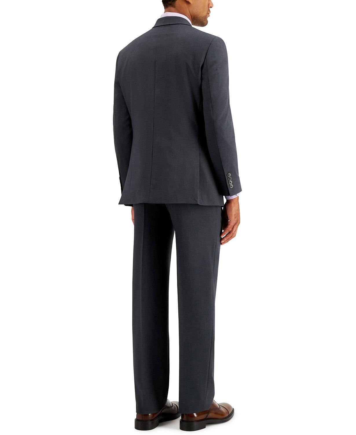 Nautica Mens Modern fit 2 Piece Suit 42 L / 36 Waist Charcoal Grey Solid Stretch