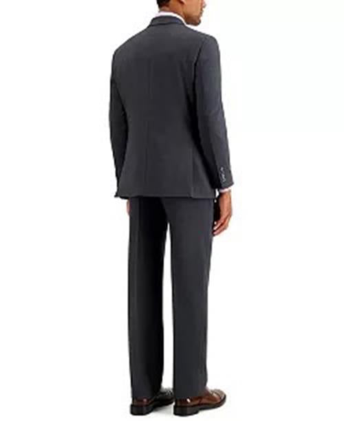 Nautica Mens Modern fit 2 Piece Suit 54 R / 49 Waist Charcoal Grey Solid Stretch