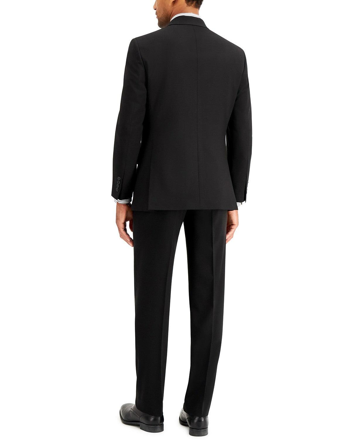 Nautica Mens Modern fit 2 Piece Suit 36 S / 30 Waist Black Solid Stretch