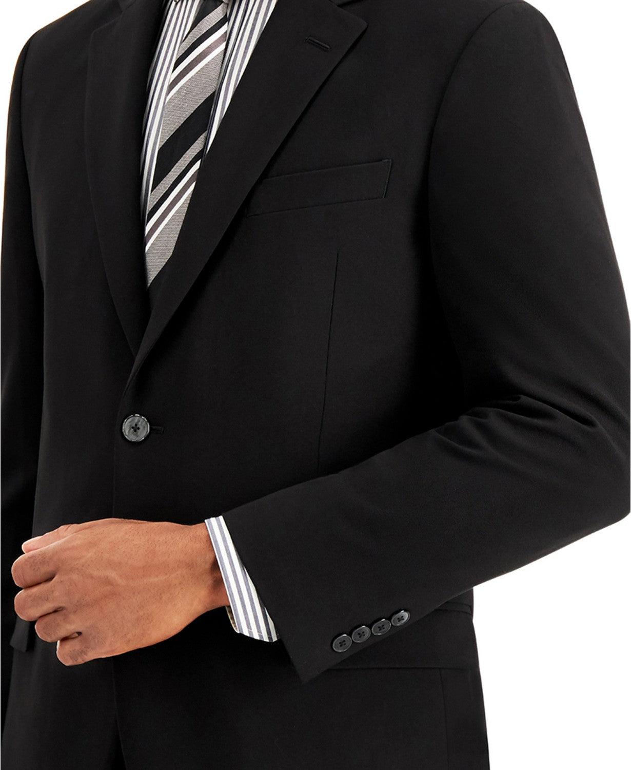 Nautica Mens Modern fit 2 Piece Suit 42 R / 38 Waist Black Solid Stretch