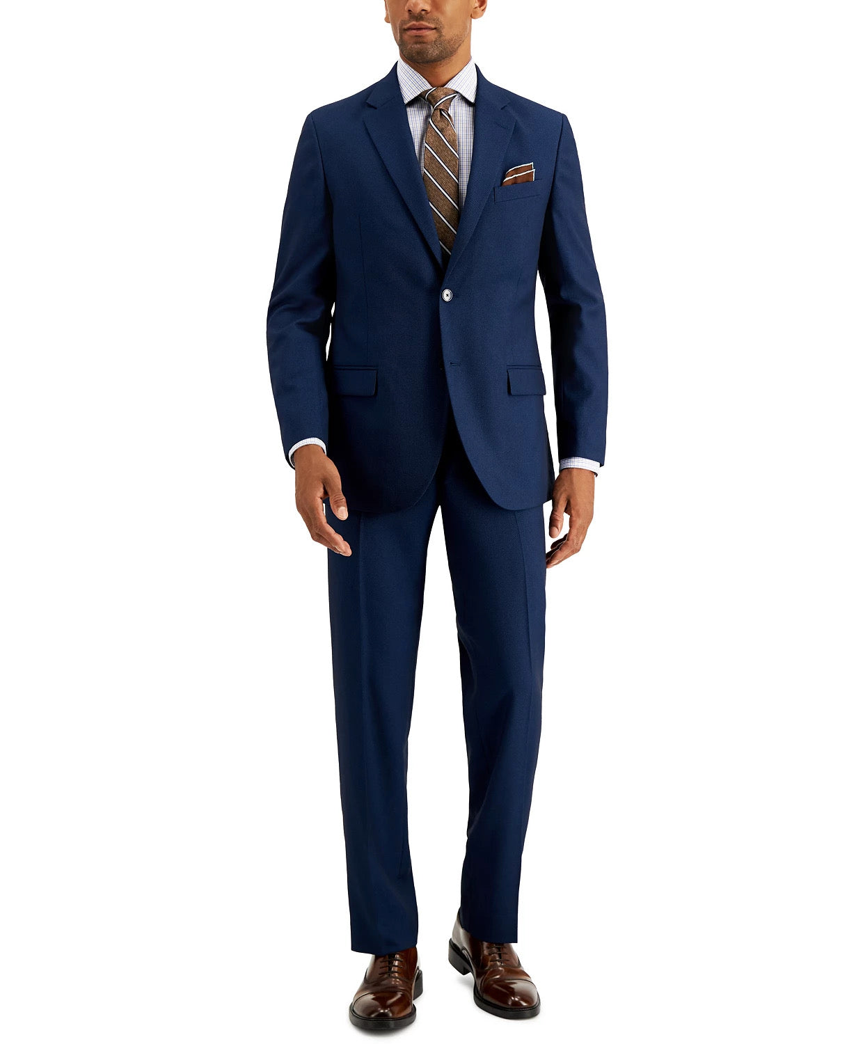 Nautica Mens Modern fit 2 Piece Suit 36 S / 30 Waist Blue Birdseye Stretch