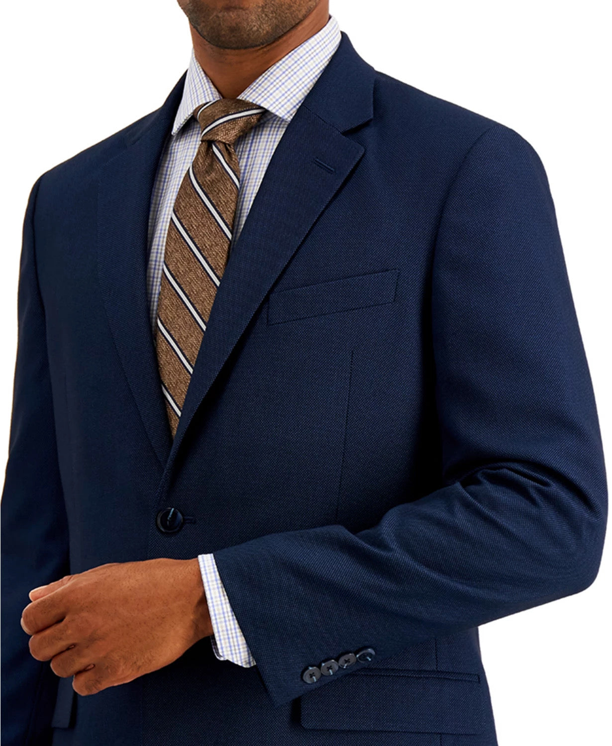Nautica Mens Modern fit 2 Piece Suit 44 S / 38 Waist Birdseye Navy Blue Stretch
