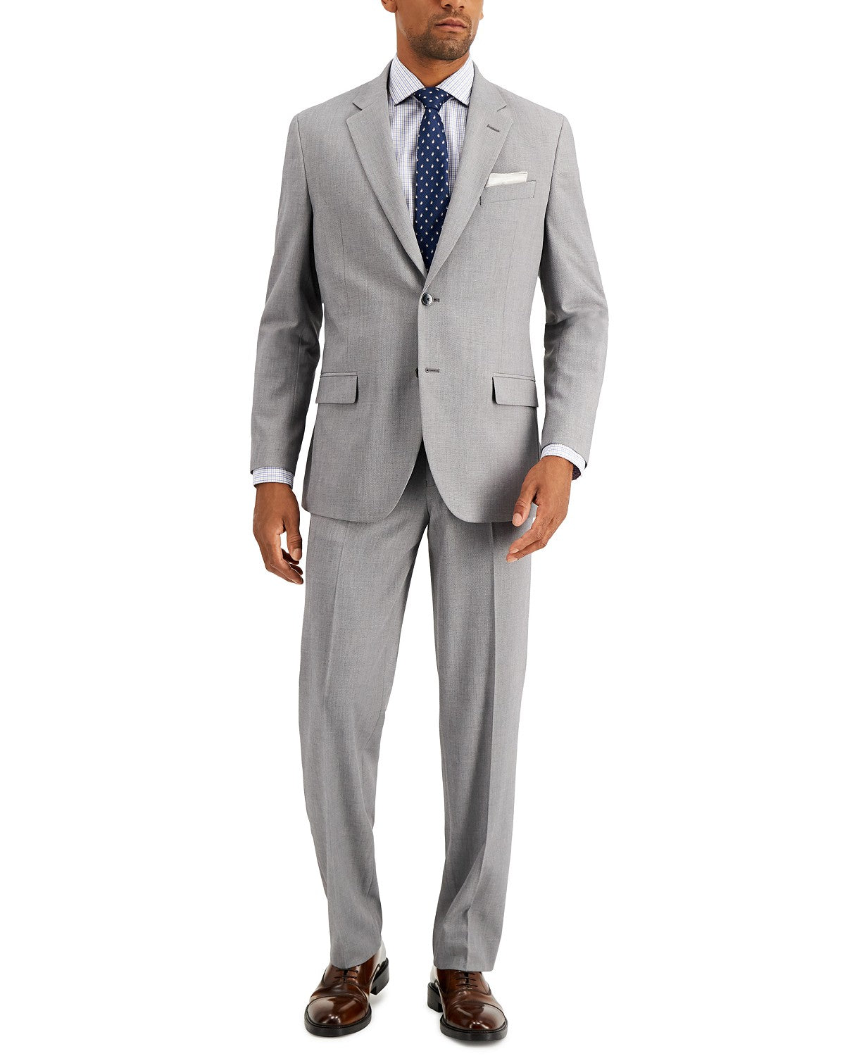 Nautica Mens Modern fit 2 Piece Suit 42 L / 36 Waist Light Gray Solid