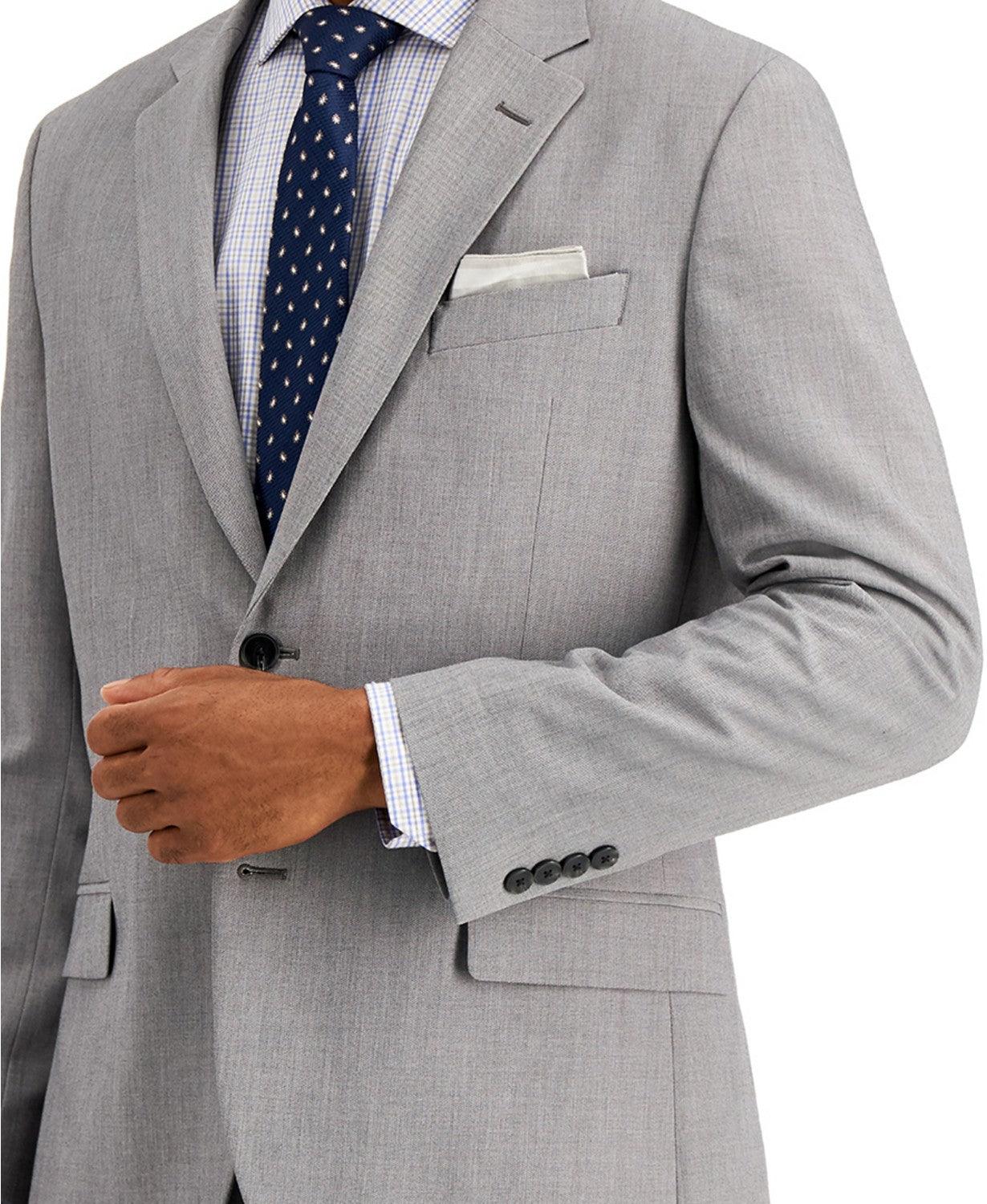 Nautica Mens Modern fit 2 Piece Suit 48 L / 43 Waist Light Grey Solid Stretch