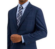 Nautica Mens Modern fit 2 Piece Suit 50 R / 45 Waist Blue Plaid Stretch
