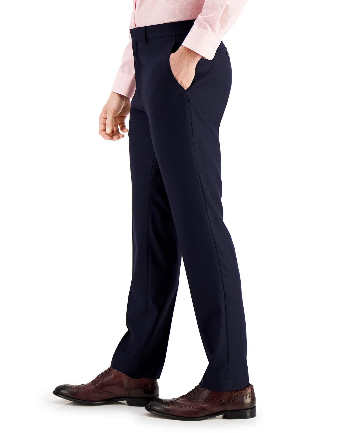 Kenneth Cole Mens Slim fit Dress Pants 30 / 32 Navy Blue Solid Stretch