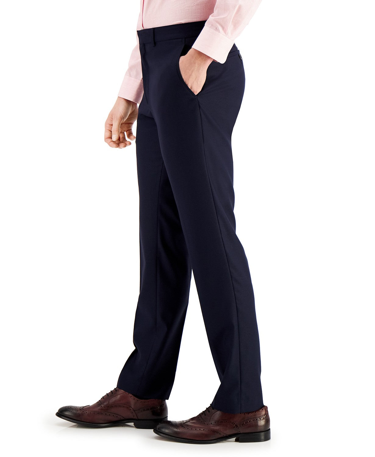 Kenneth Cole Mens Slim fit Dress Pants 33 / 30 Navy Blue Solid