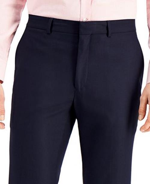 Kenneth Cole Mens Slim fit Dress Pants 36 / 30 Navy Blue Solid Stretch