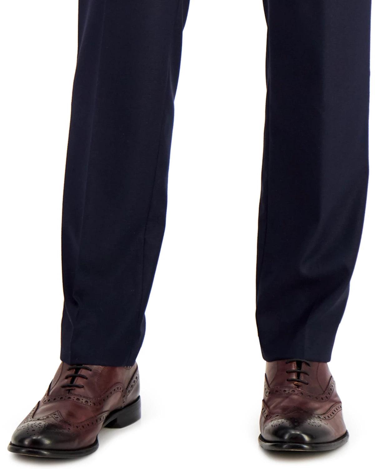 Kenneth Cole Mens Slim fit Dress Pants 30 / 32 Navy Blue Solid Stretch