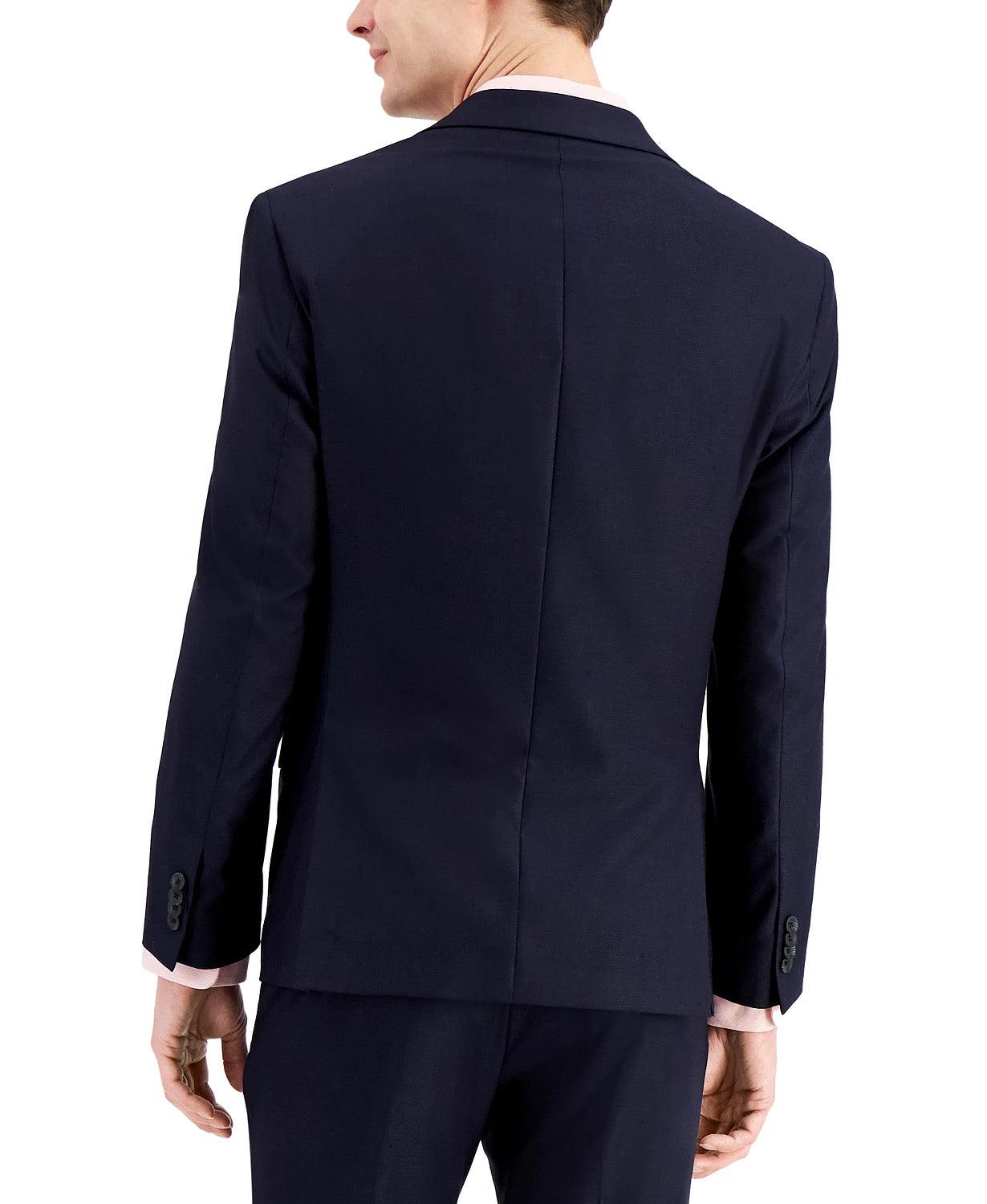 Kenneth Cole Mens Slim fit Suit Jacket Blazer 48 R Navy Blue Solid Stretch