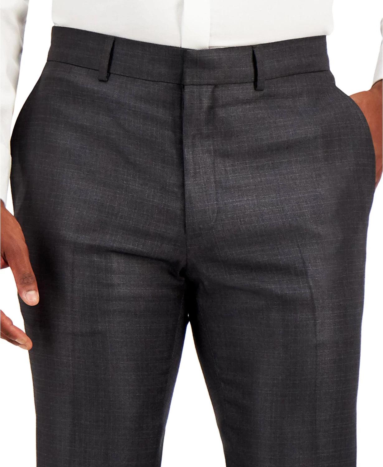 Kenneth Cole Reaction Mens Slim fit Dress Pants 28 / 29 Gun Metal Gray Solid