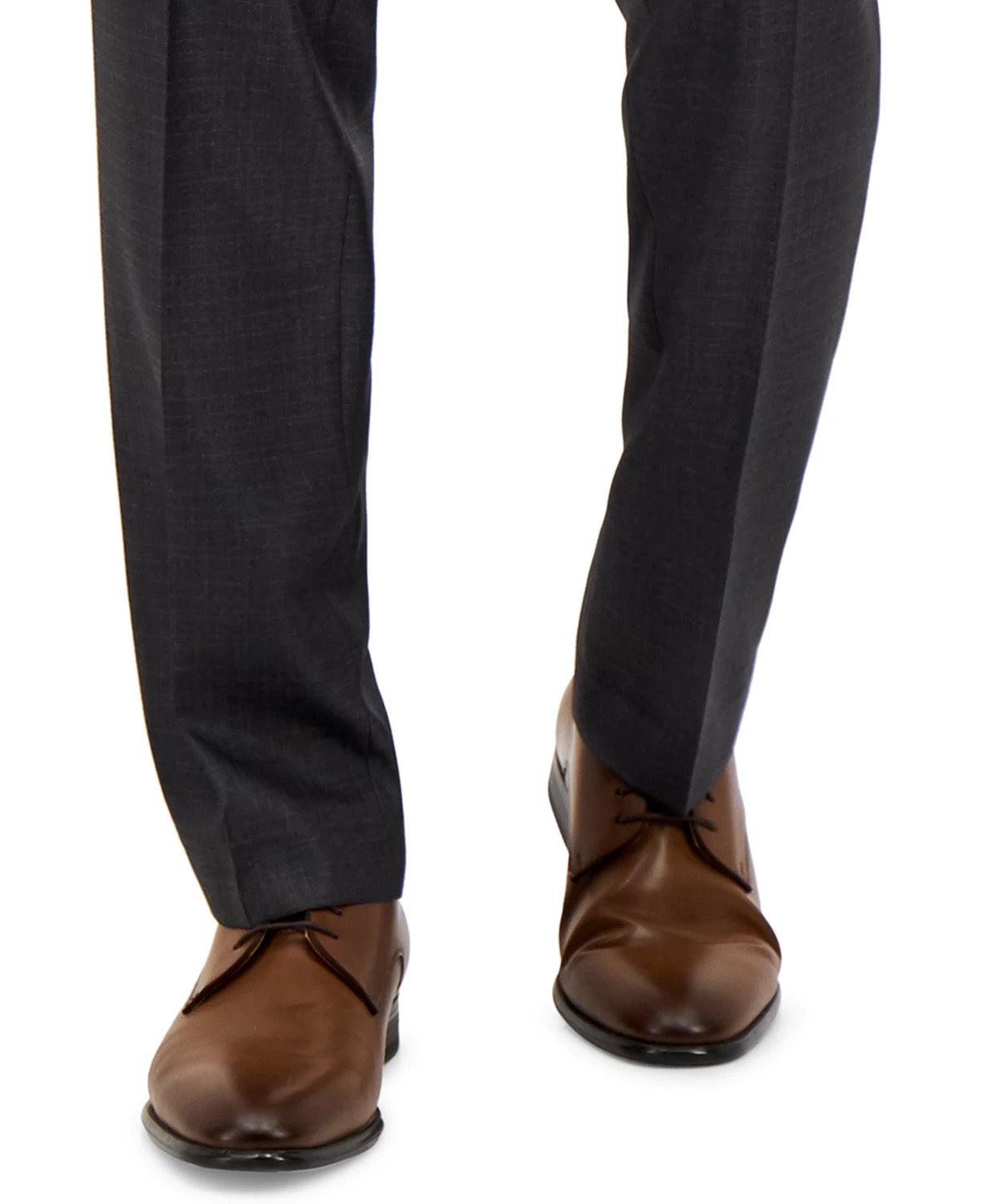 Kenneth Cole Mens Slim fit Dress Pants 38 / 30 Gun Metal Grey Solid
