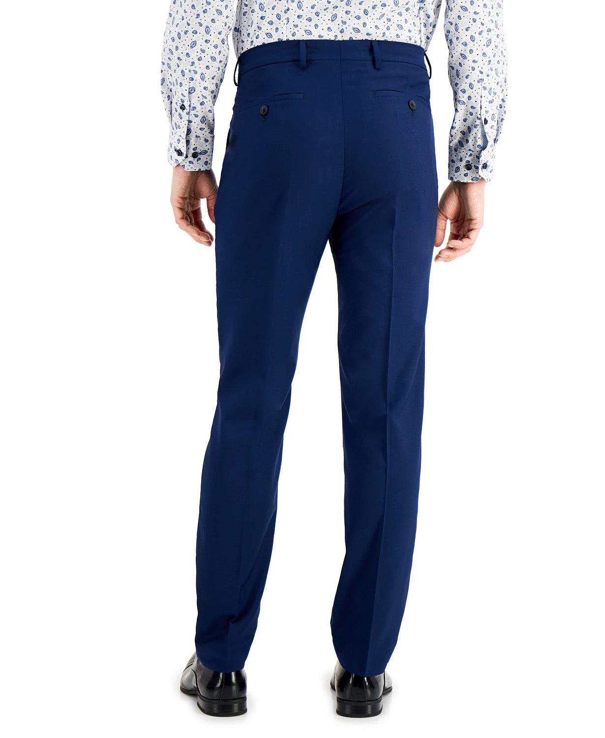 Kenneth Cole Mens Slim fit Dress Pants 30 / 30 Navy Blue Solid Stretch