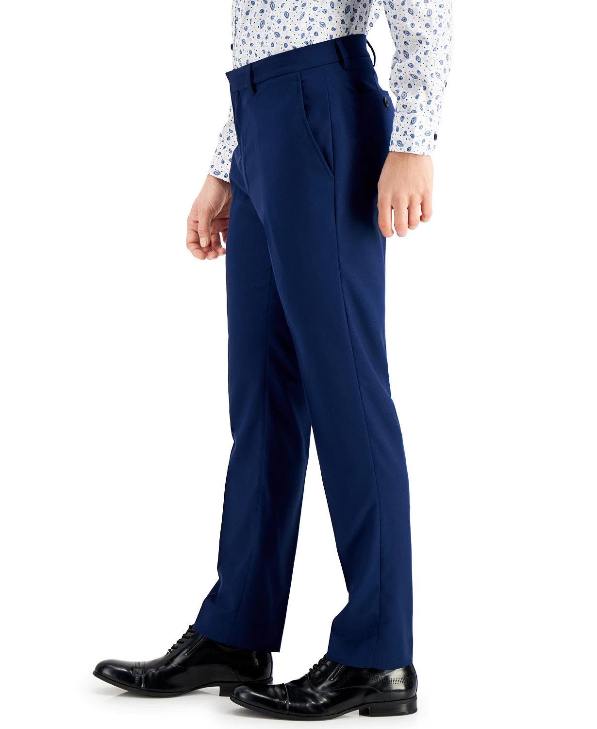 Kenneth Cole Mens Slim fit Dress Pants 30 / 30 Navy Blue Solid Stretch