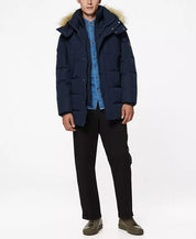 Andrew Marc Mens Gattaca Parka Coat with Detachable Hood Small Navy Blue