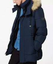 Andrew Marc Mens Gattaca Parka Coat with Detachable Hood Small Navy Blue