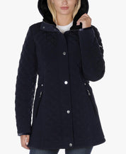 Laundry by Shelli Segal Petite Small PS Fleece-Lined Quilted Coat Pretoria Navy