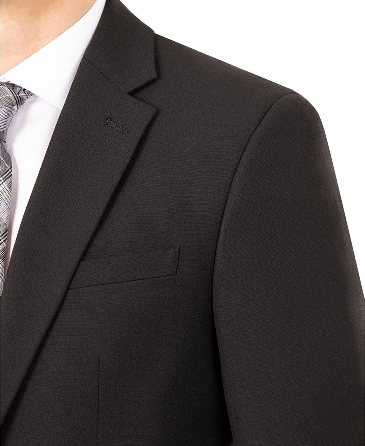 Izod Mens Classic fit 2 Piece Suit 44 R / 38 Waist Black Solid Stretch