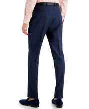 INC International Concepts Men's Slim Fit Blue Windowpane Dress Pants 33 x 32