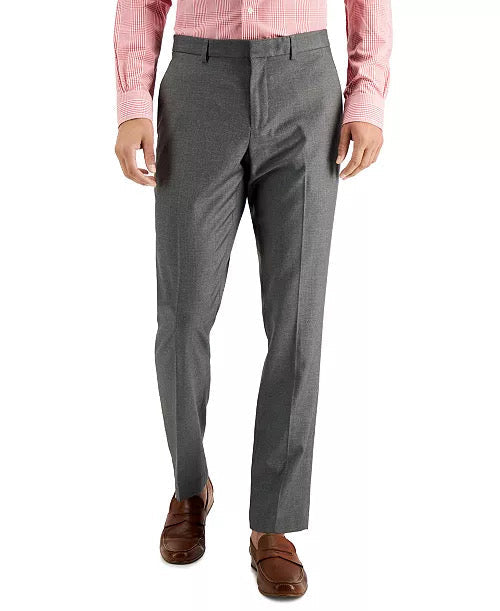 Perry Ellis Mens Slim fit Dress Pants 33 / 32 Mid Grey Solid Stretch
