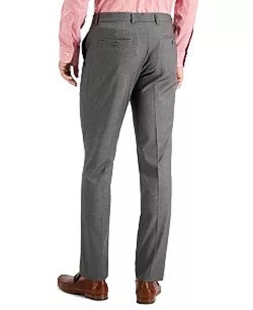 Perry Ellis Mens Slim fit Dress Pants 33 / 32 Mid Grey Solid Stretch