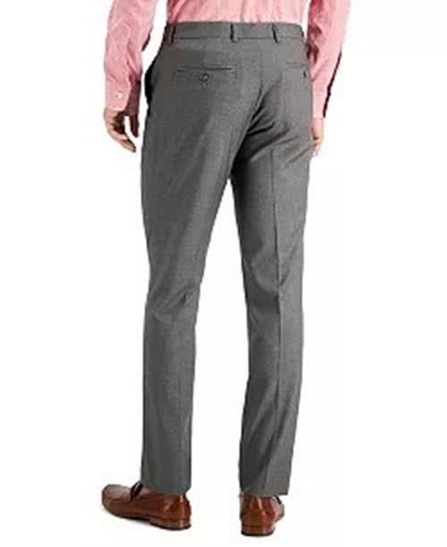 Perry Ellis Mens Slim fit Dress Pants 33 / 30 Grey Solid Stretch