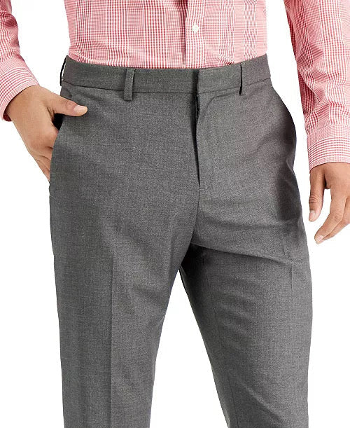 Perry Ellis Mens Slim fit Dress Pants 33 / 32 Mid Grey Solid Stretch