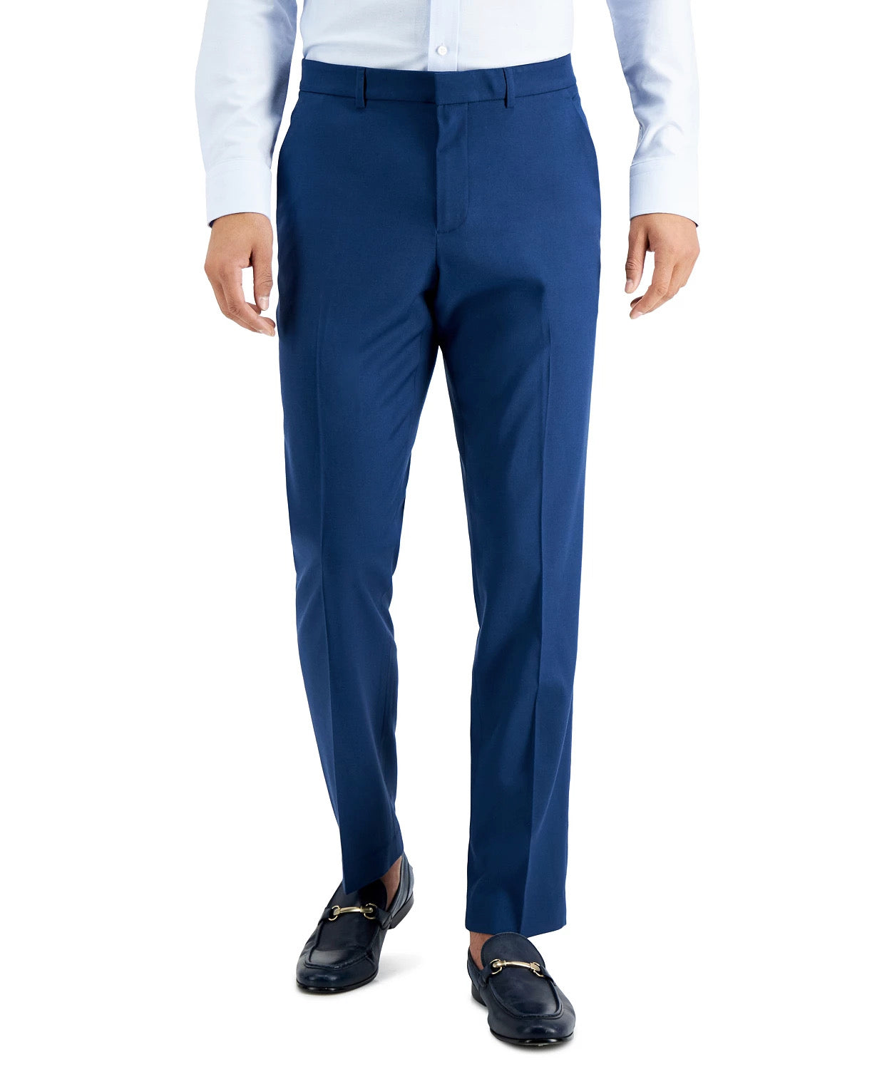 Perry Ellis Mens Slim fit Dress Pants 34 / 30 Navy Blue Solid Stretch