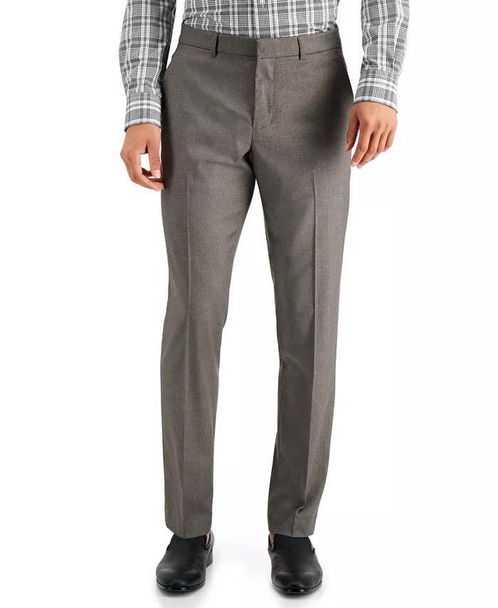 Perry Ellis Mens Slim fit Dress Pants 34 / 29 Brown Solid Stretch
