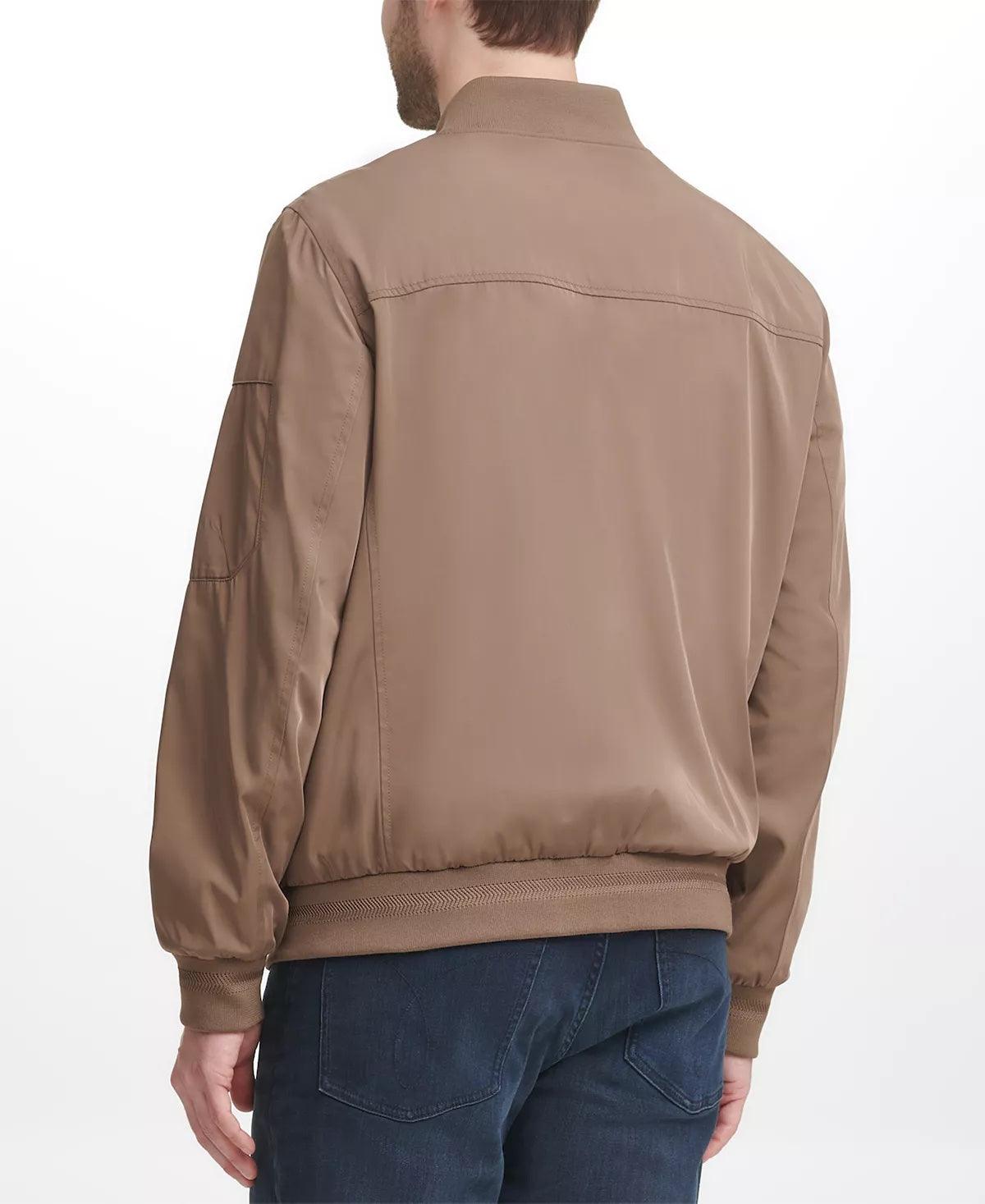 Calvin Klein Men's Full Zip Flight Jacket Dark Tan 2XL