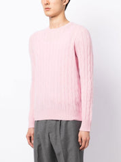 Polo Ralph Lauren Mens Cashmere Cable Knit Crewneck Sweater Pink XL