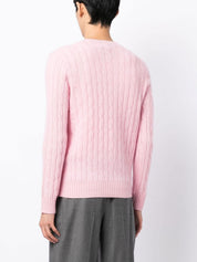 Polo Ralph Lauren Mens Pure Cashmere Cable Knit Crewneck Sweater Large Pink