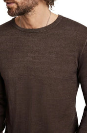 John Varvatos Mens Chase Merino Wool Blend Crewneck Sweater XL Soil Brown