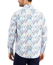 Tasso Elba Mens Dosso Leaf Printed Button Down Shirt Blue Combo 2XL