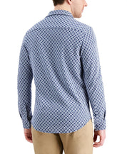 Tasso Elba Men's Long Sleeve Single Knit Shirt Navy Blue Combo XL
